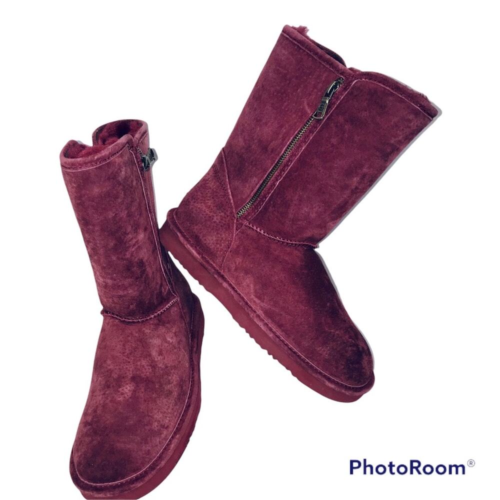 Lam JUNIPER Raspberry Suede Fur Lined Boots Mid Calf Size 6